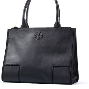 Tory Burch black Ella canvas leather tote bag